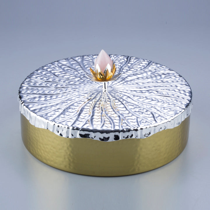 Gold & Silver Plated Lotus Jar Big