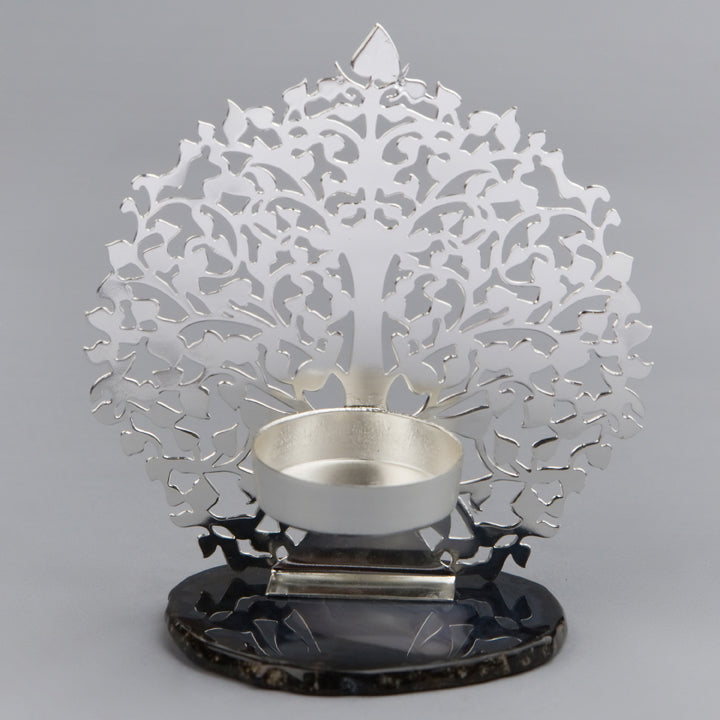 Tree of Life Tee Light Holder on Agate