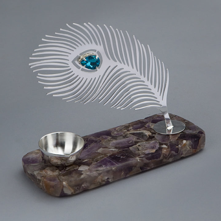 Mor Pankhi Tee Light Holder on Amethyst