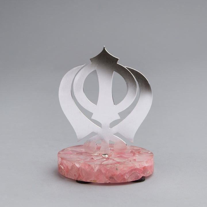 Khanda Cutwork on Rose Quartz Base (Small)